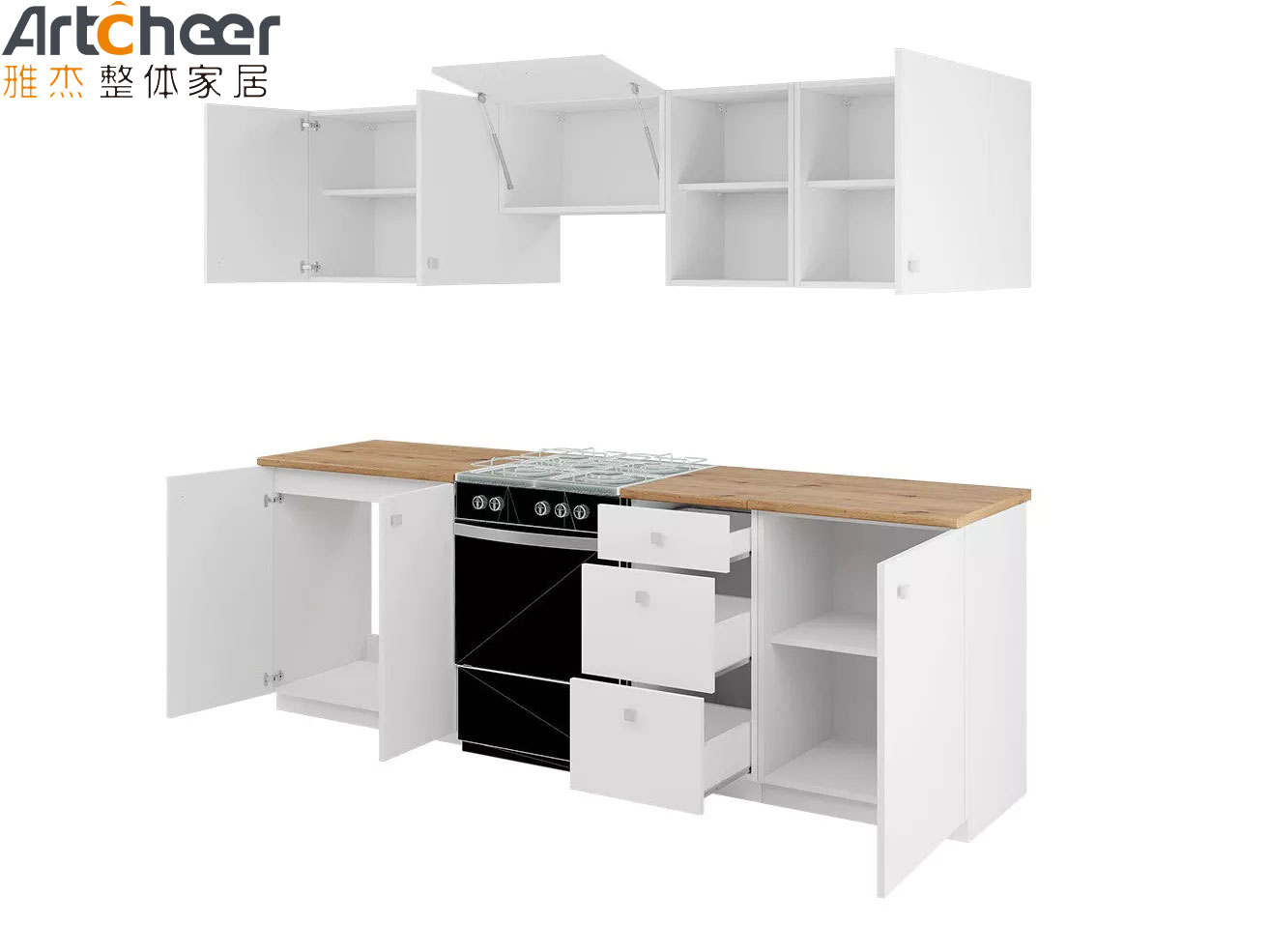 Grey Color Plywood Small Kitchen Cabinet with Modern Lacquer Door Panel Surface Treatment