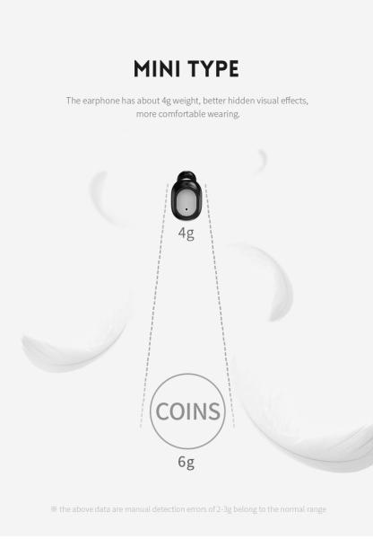 Q2 Blue tooth in-Ear Headset Earbud V5.0 Noise Cancelling Invisible Outdoor