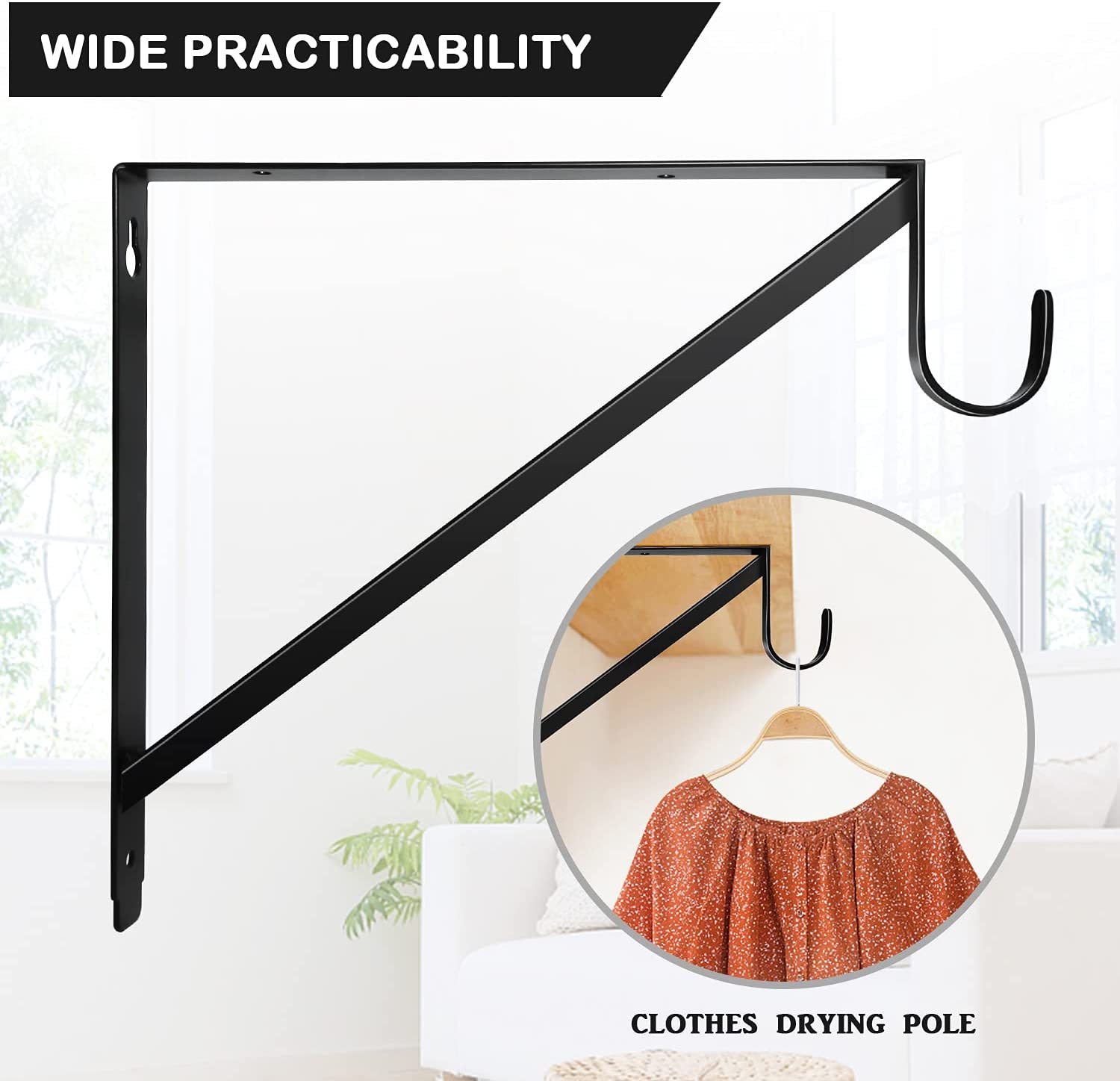 Standard Closet Curtain Rod Support Holder Bracket with Heavy Duty Metal Steel Bracket