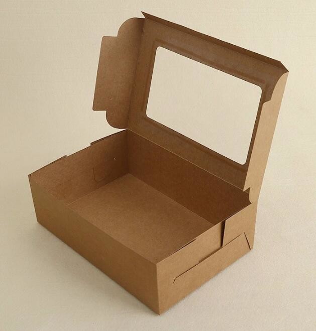 Cheap Cardboard foldable kraft paper lunch box with window,Lunch noodle fast food kraft paper box by customized logo pri