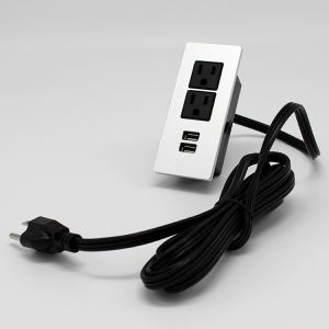 LED Table Mount Socket US Dual Power Outlets Standard Grounding