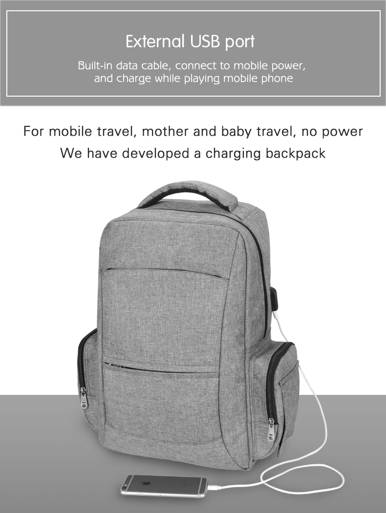 Oxford Diaper Travel Pouch Bag Backpack With Usb Charging Port 0.9kg