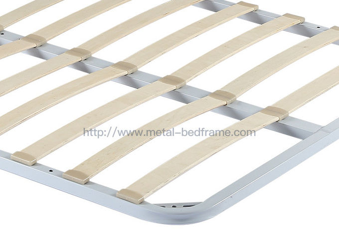 150cmx200cm White Slat Bed Frame , Metal Platform Bed Frame Double