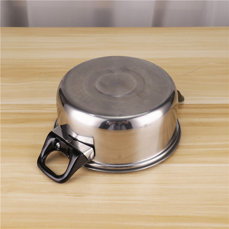Family Kitchen Cooking Pot Cookware Set 12pcs Stainless Steel 410 Cookware Set with Black Handle