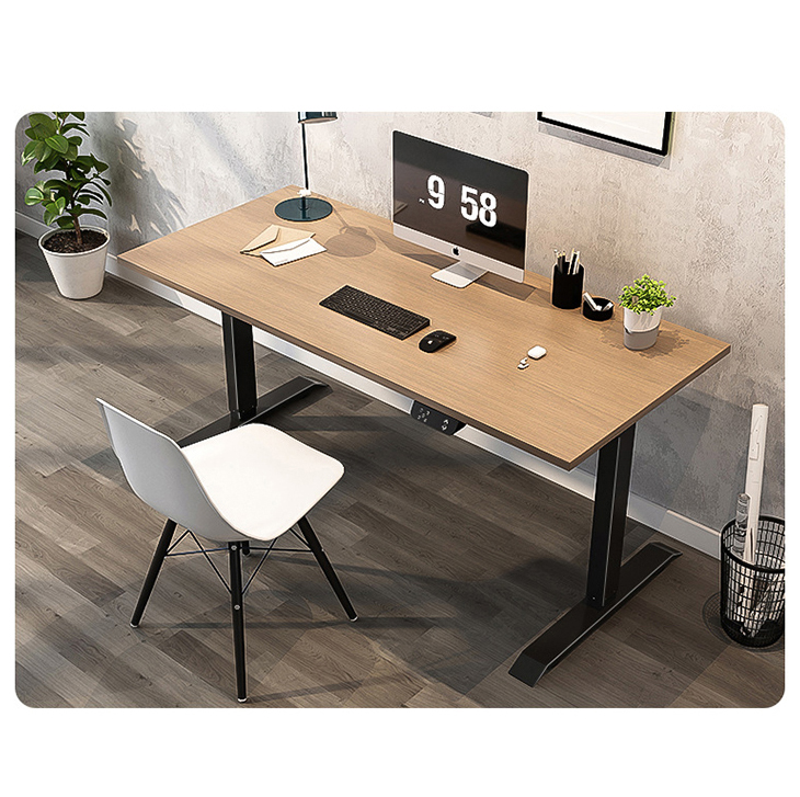 2 Stage Dual Motor Electric Standing Desk 6ft x 8ft Extra Large Long Brown Italian Style