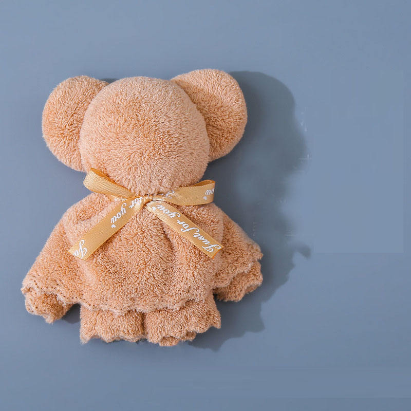 Child Age Group 30x30cm Coral Velvet Fleece Bear Towel for Wedding Business Gifts