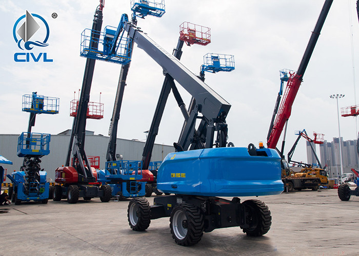 Long Boom Arm Truck With Cage Bucket 18m Self Propelled Straight Arm Aerial Work Platform