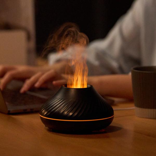 Dropshipping Newest RGB Light Flame Aroma Diffuser 130Ml 3d Colorful Flame