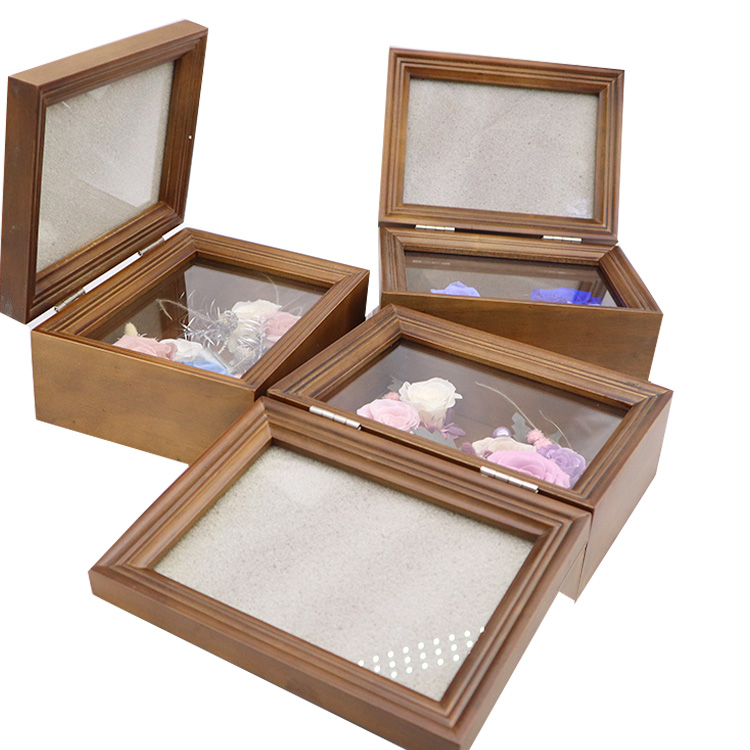 Customized Wooden Photo Frames Decorations With Pollen Preserved Rose