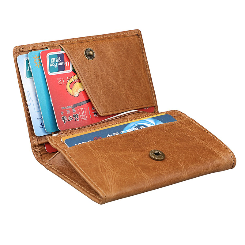 2024 Short Bifold Zipper Wallet for Men Custom Logo and RFID Blocking in Cow Leather