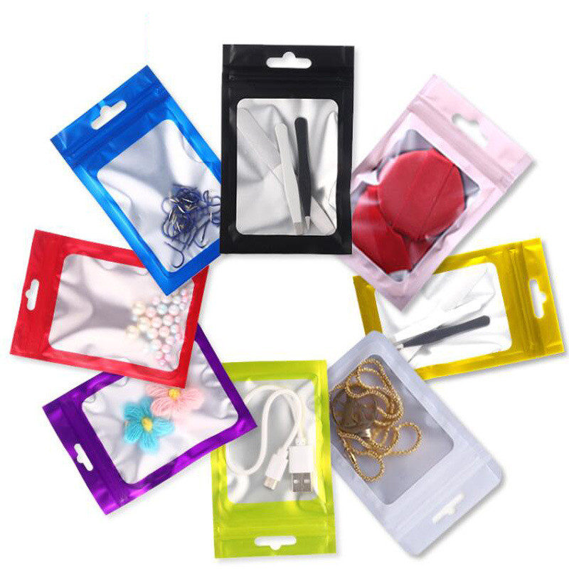 Customized Logo Plastic Retail Aluninum Foil Zipper Packaging Bag with clear hole