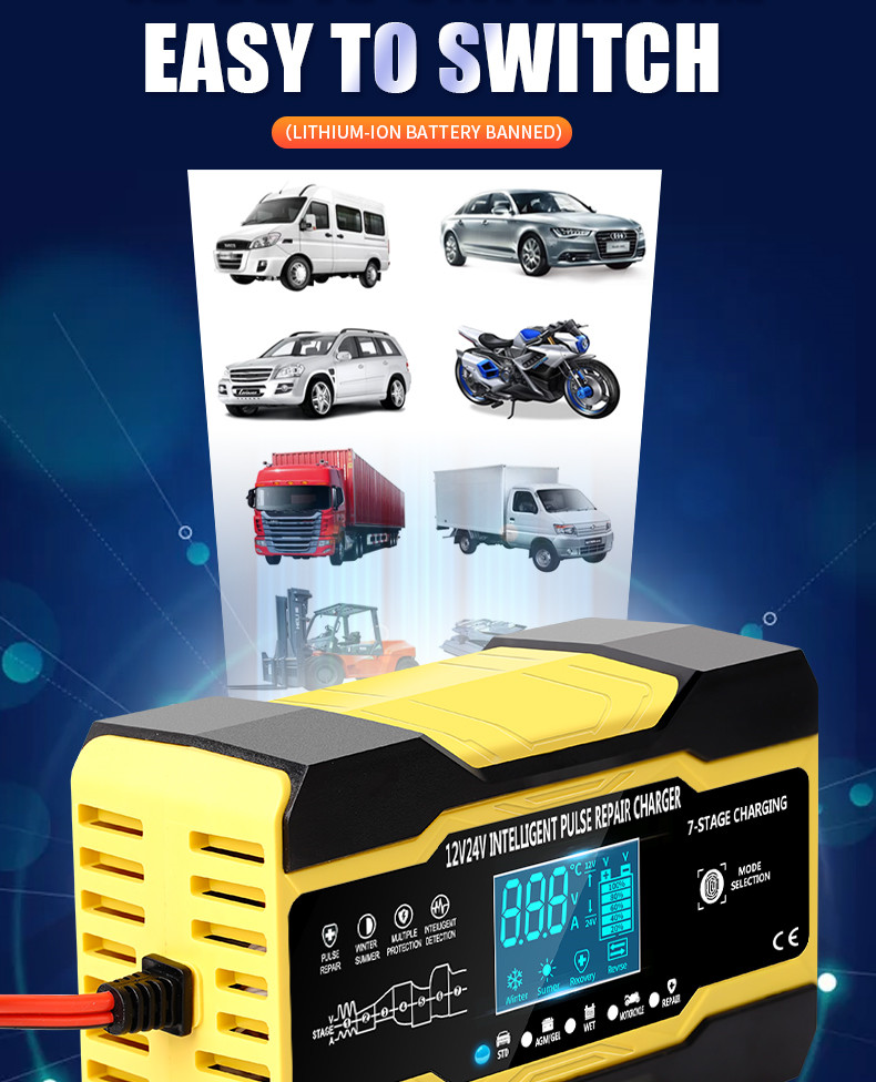 15A 7 Stage Pulse Repair Charger For Lead Acid Battery