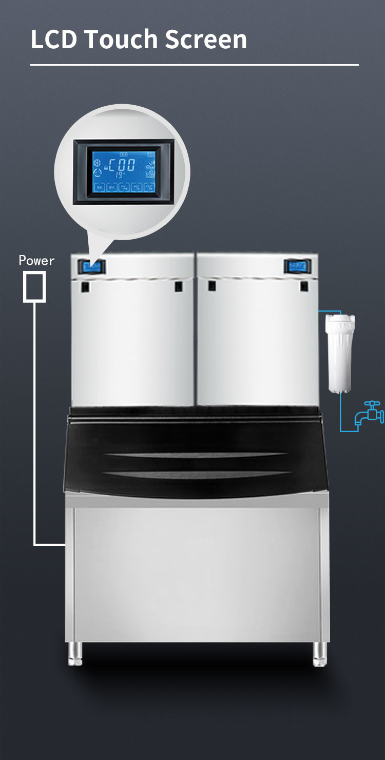 1000kg Commercial Nugget Ice Machine Air Cooling 22mm Automatic Clear Ice Maker