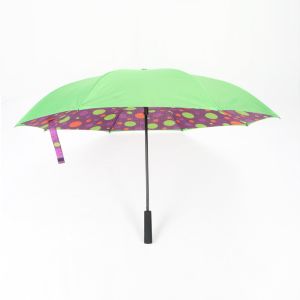 Auto Open Reverse Inverted Umbrella With Torchlight LED Handle 190T Pongee