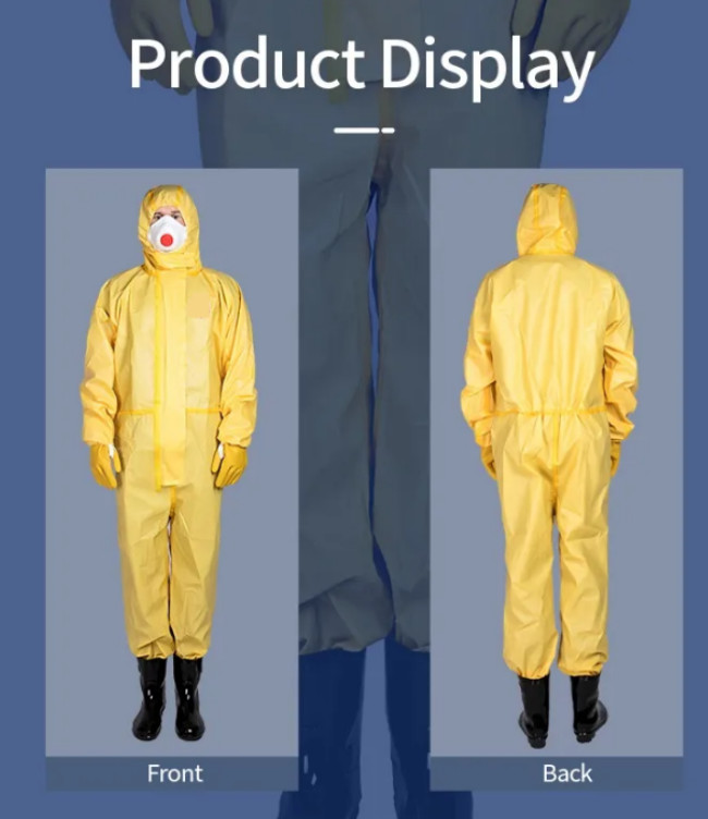 Type 3 Yellow Disposable Protective Coverall 6XL Chemical Protective Ppe Suit Disposable