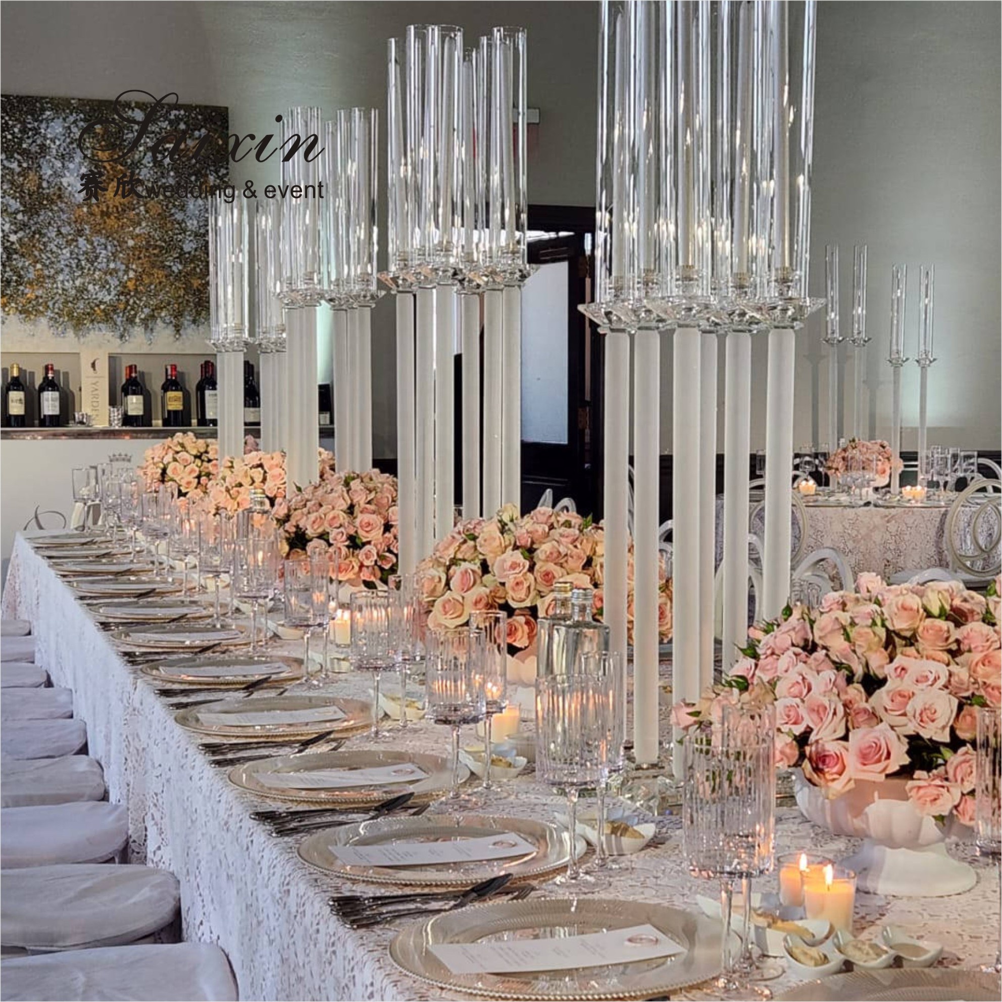 Accessories Decoration Vase For Wedding Table Decoration Clear Glass Flower Vase 77cm