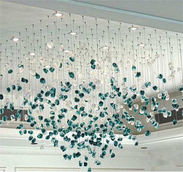 Hotel Lobby Villa Banquet Hall Decoration Project Luxury Rainfall Glass Gem