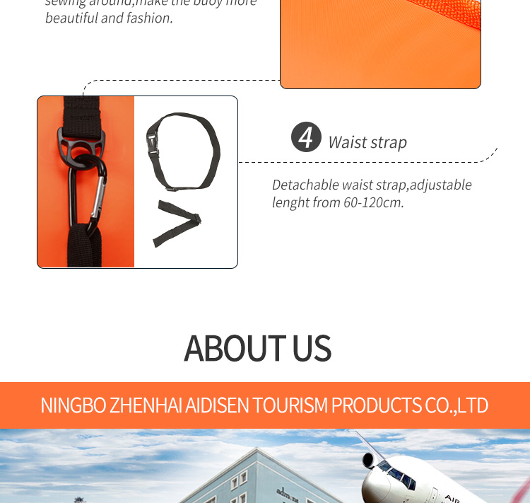 Green Light Weight 25*60cm Swim Tow Float Dry Bag Eco Friendly PVC
