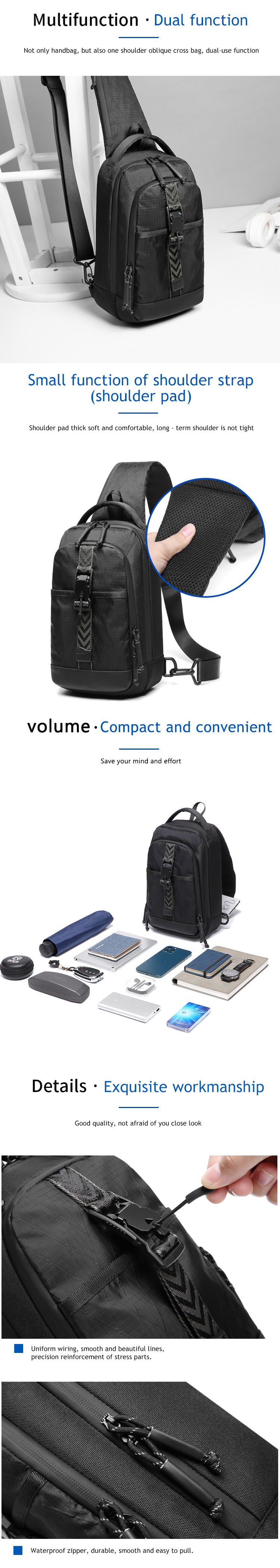Oxford Cloth 6L Casual Shoulder Bag