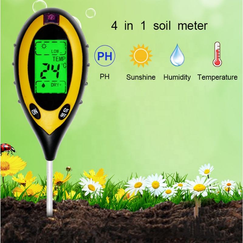 Plastics and Stainless Metal 4-in-1 Soil Fertility Tester for Garden Farm Greenhouse