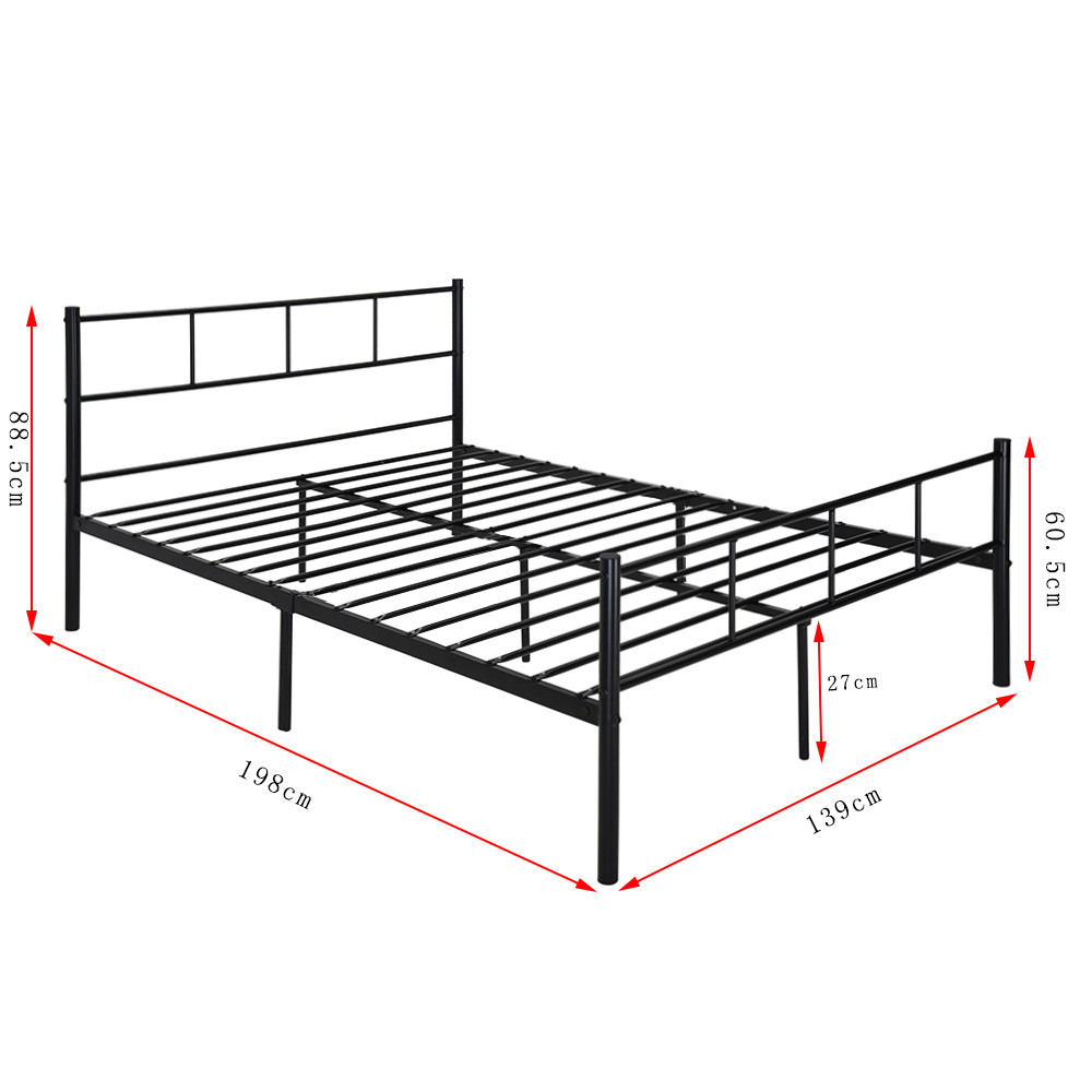 Elegant Metal Double Bed Smooth Finish Edges Powder Coating Design