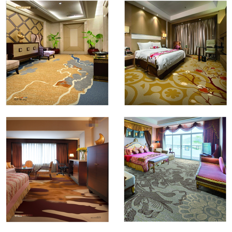 Rose pattern 80%wool 20%nylon axminster carpet for hotel room