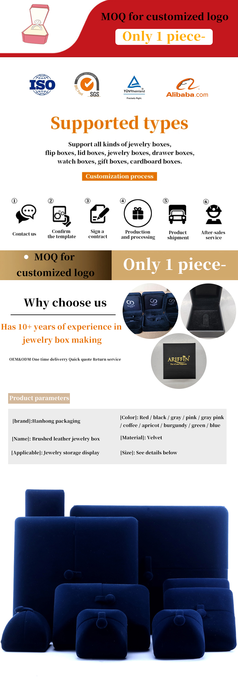 China manufacturing Wholesale high quality luxury Big Jewelry Set Necklace Bracelet Earring ring box Jewellery packaging custom blue velvet double