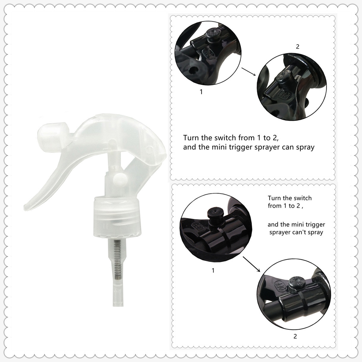 Clear White Mini Trigger Sprayer Leakage Proof Chemical Resistance