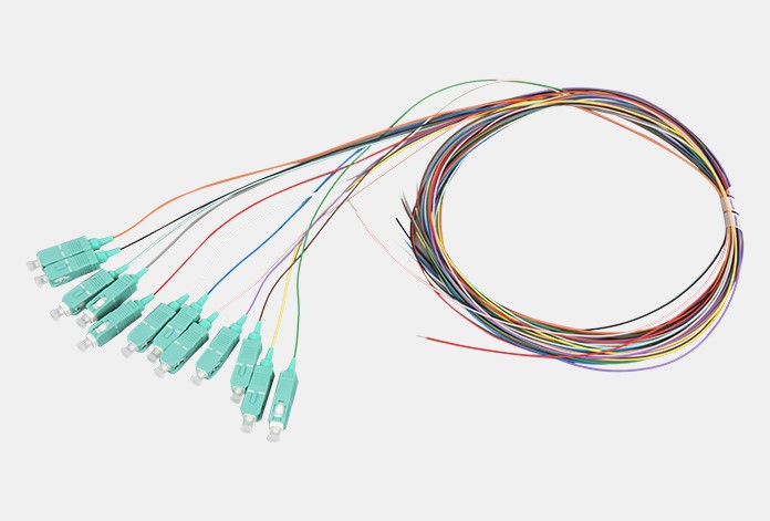 700 Customized Fiber Optic Pigtails 12C SC OM3 Aqua PVC LSZH Loose Buffer Tight Buffer