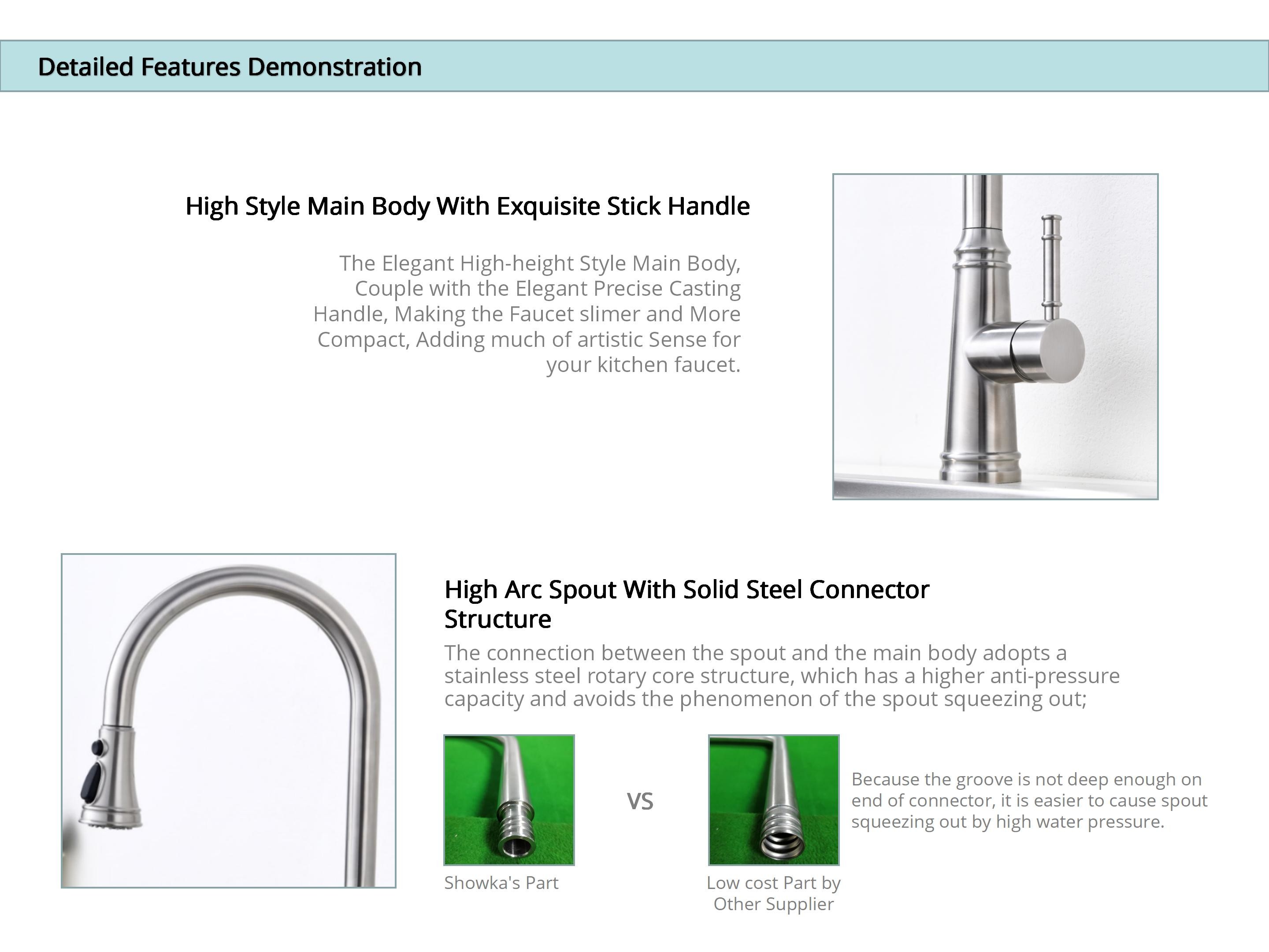 SUS304 Stainless Steel Pull Out Sink Mixer Tap 3 Mode Sprayer Monobloc Kitchen Taps