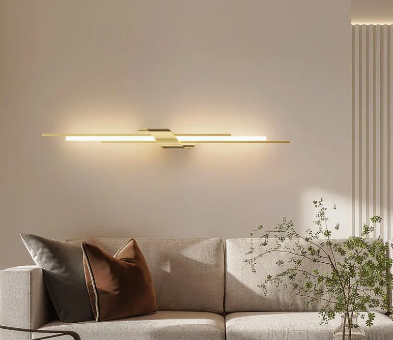 Nordic minimalist light luxury long strip wall lamp simple modern living room TV background wall bedroom bedside mirror grille lamp
