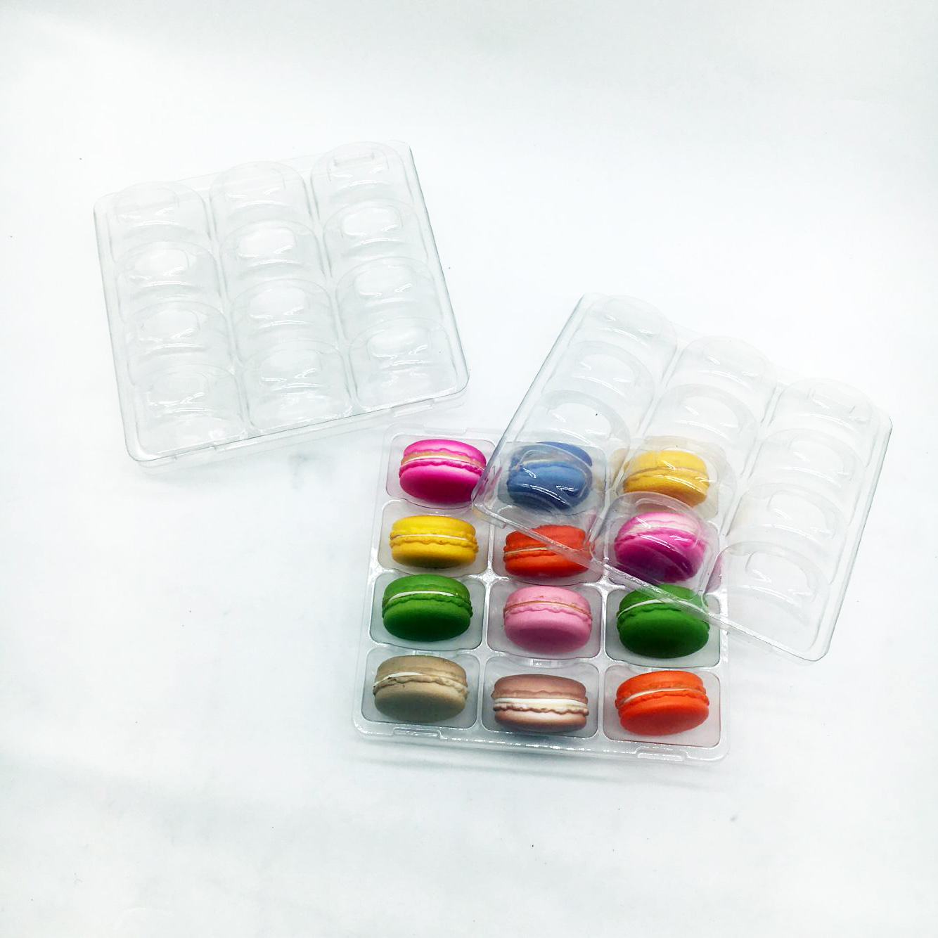 Custom Macaron Clear Acrylic Macaron Transparent Packaging Display Clear Transparent Recyclable Plastic Macaron Chocolate Tray