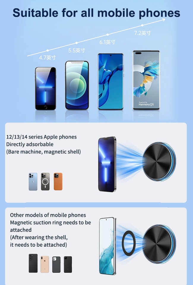 Horizontal And Vertical Magnetic Wireless Phone Charger Customizable For Car