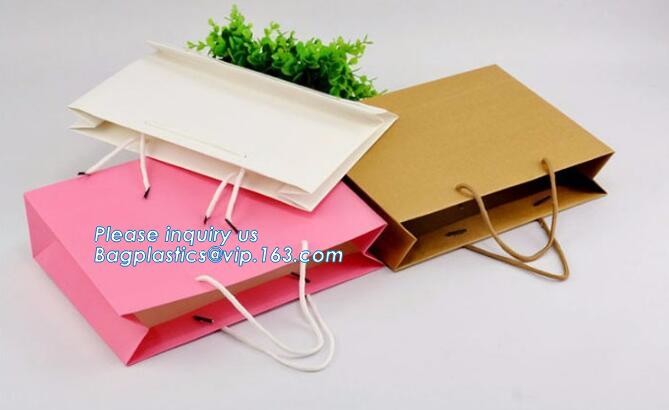 Flower carrier bag with different color customized pot plants kraft paper bag with handle,stamping logo fancy paper flow