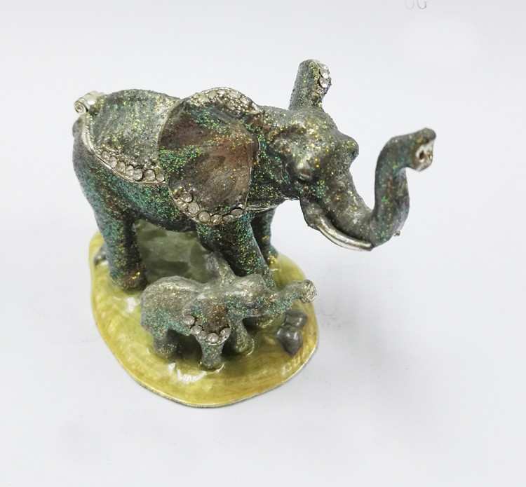 Enamel Elephant Trinket Jewelry Decorative Box elephant shaped jewelry box for promotional gift