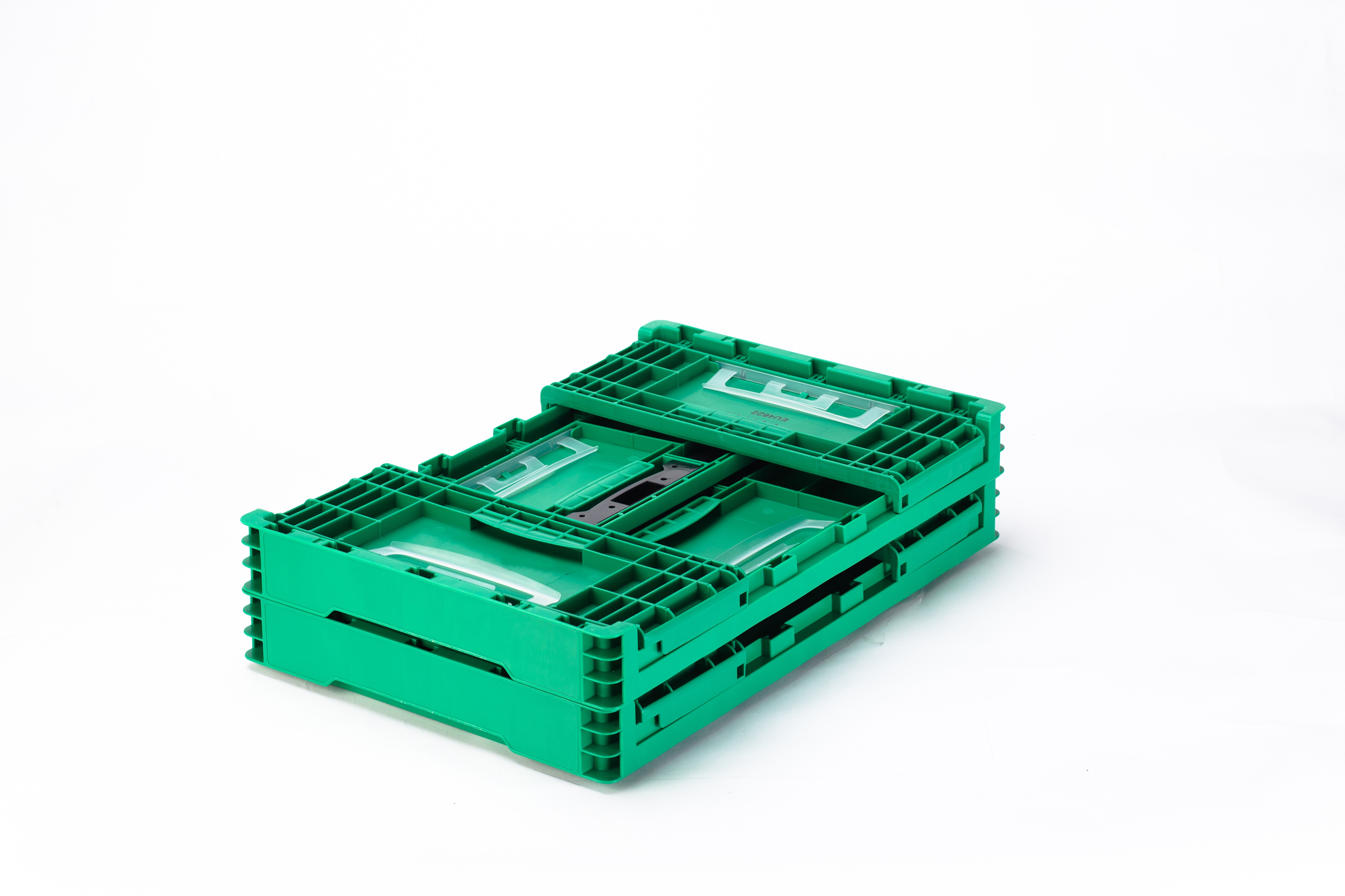 Customized Logo Foldable Green Plastic Circulation Basket for Stackable Organization