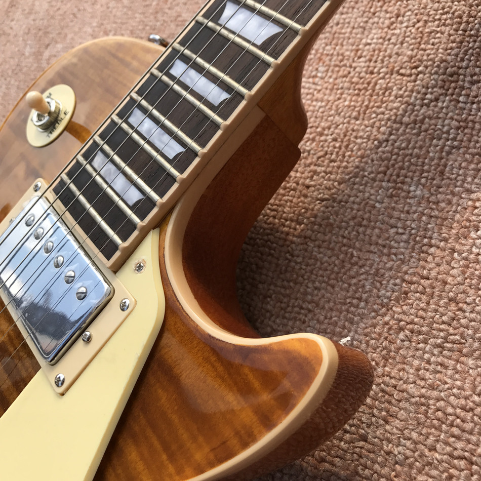 New standard LP 1959 R9 electric guitar, Flame Maple Top, frets cream binding, a piece of neck & body, Tune-o-Matic brid