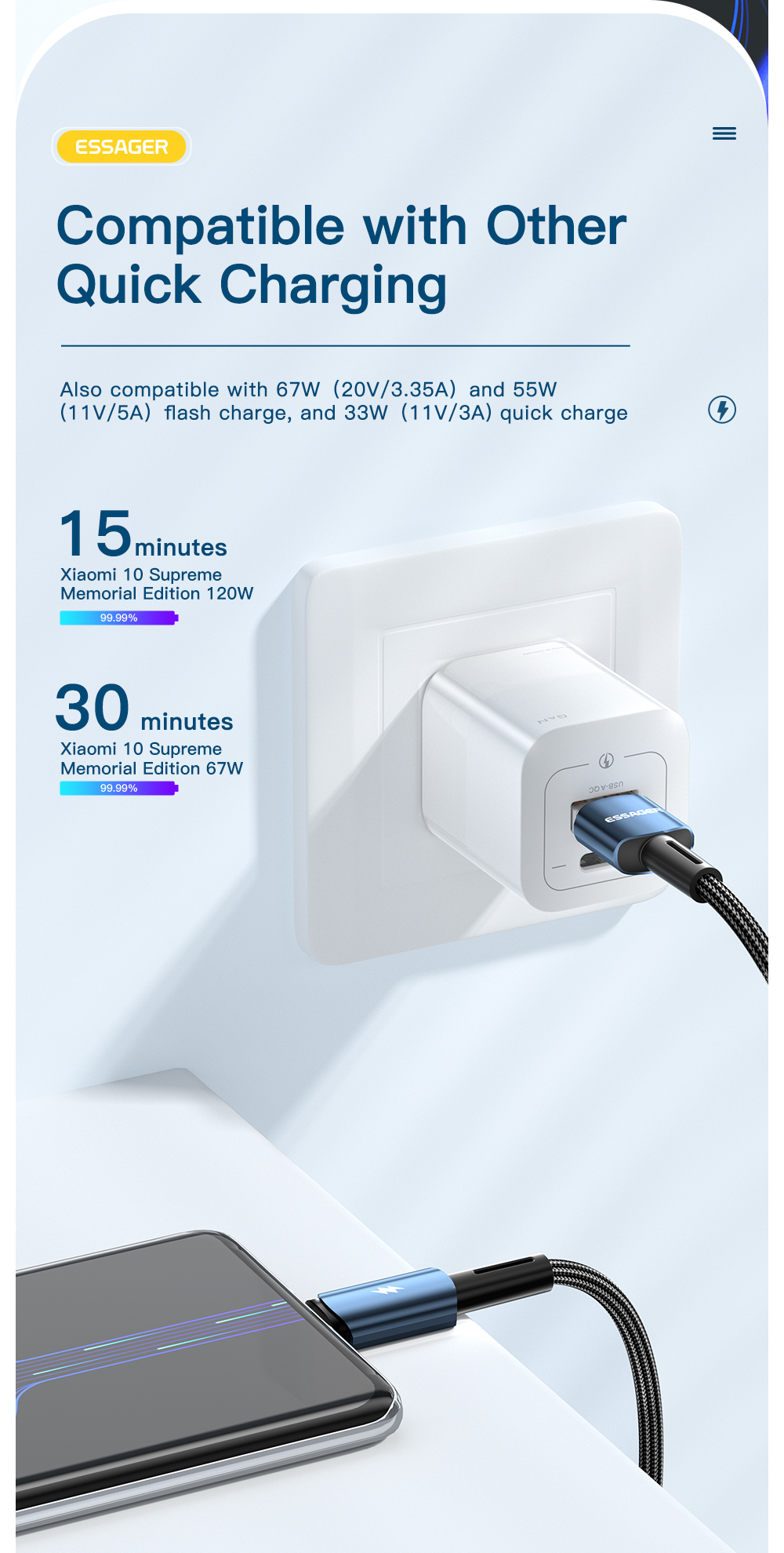 Sunset USB to Type C Cable 120W Quick Charge Type C Data Cable 6A