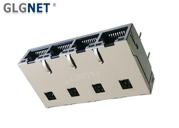 Quality 1000 Base T RJ45 Multiple Port Connectors With 50 U" Gold Plating Tab Up for sale