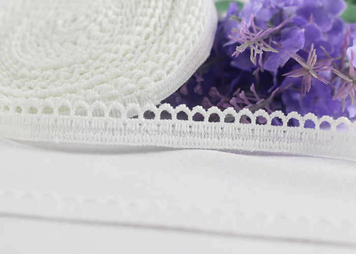 Delicate Milk Silk Water Soluble Lace Trim / Scalloped Lace Ribbon Eco Friendly