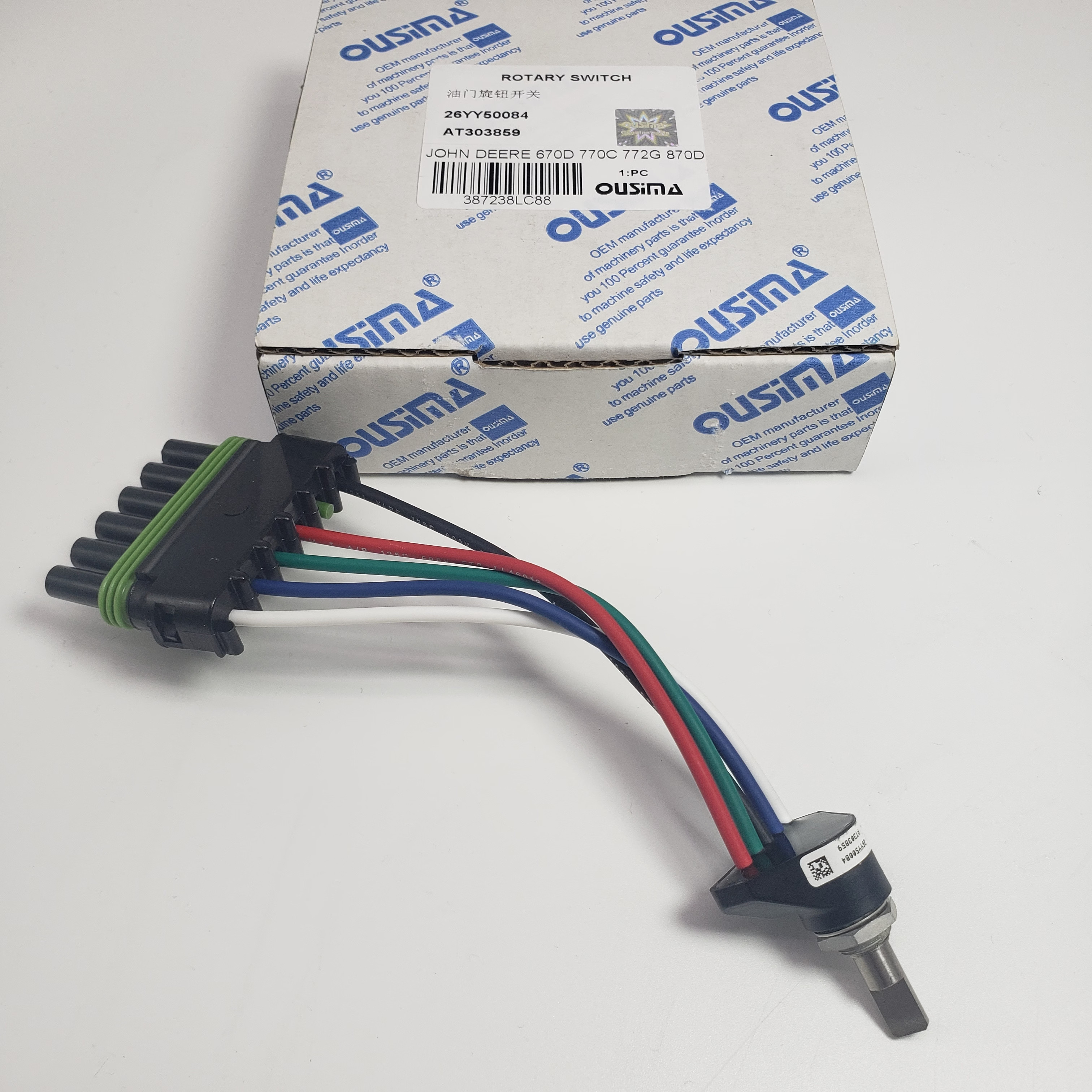 Rotary Throttle Knob Switch 26YY50084 AT303859 For John Deere 670D 770C 772G 870D
