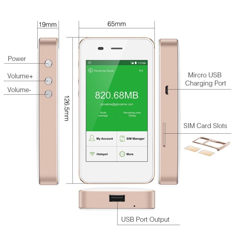Portable 4G LTE Wifi Sharing Simcard Router with Modem Function Travel Hotspot Unlocked G2 Pro