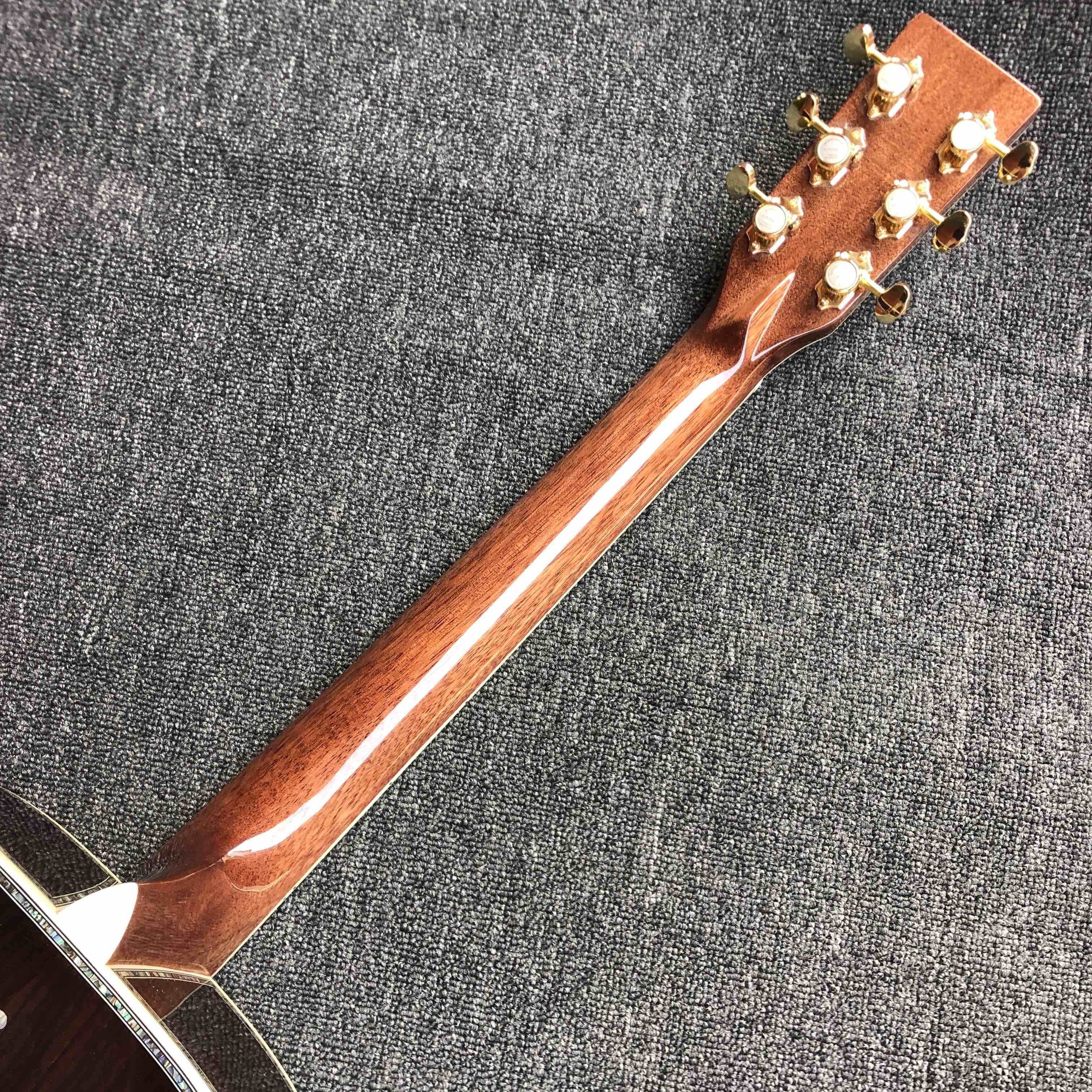 All Solid Wood Retro 41" D Type Acoustic Guitar Abalone Inlay Ebony Fingerboard