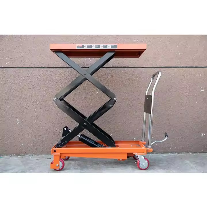 Handball Down 350kg 1.3m Double Scissors Manual Hydraulic Lifting Platform Mobile Manual Platform