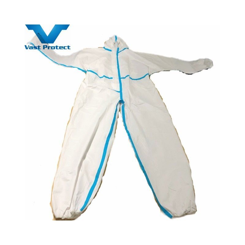 White Breathable Anti-Static Disposable Microporous Coverall with Sealed Seam