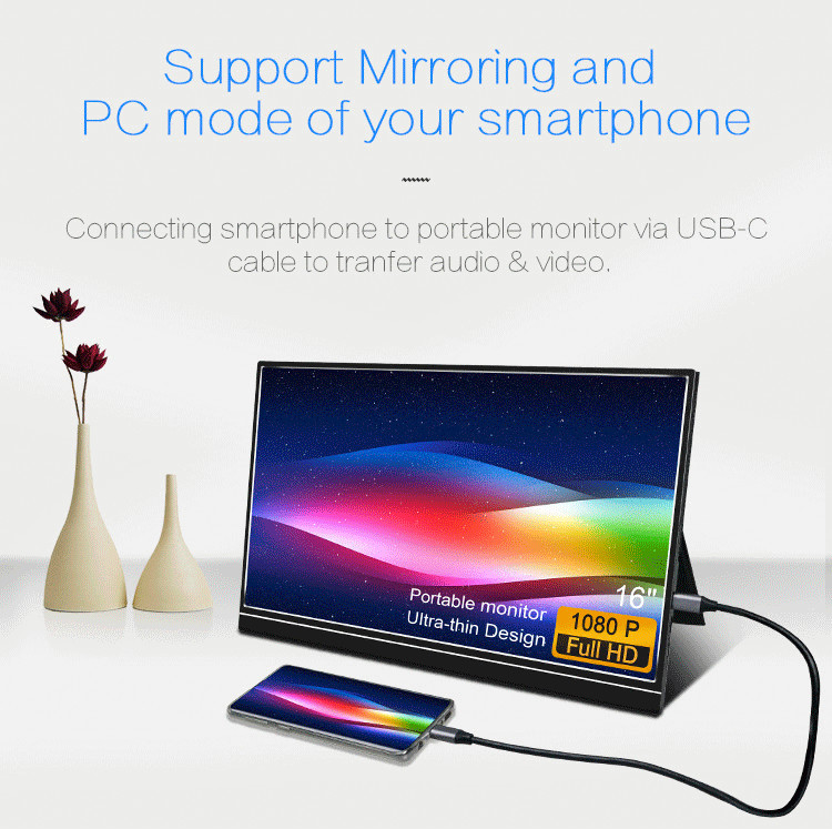 250cd/M2 Brithgness 1080P Full HD Ultra Light 16inches LCD Portable Monitor
