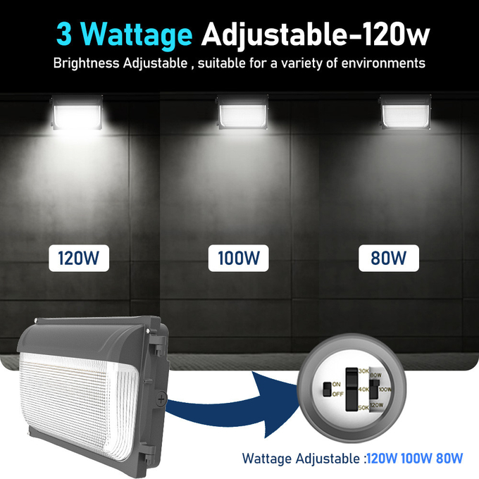 OEM Slim LED Wall Pack Light 30W 40W 60W 80W 120W 3CCT Adjustable IP65 Waterproof For Loading Docks