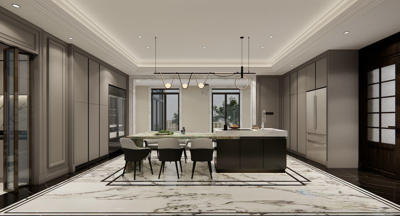 Fadior U-Shaped Luxury Stainless Steel Kitchen With Striking Island