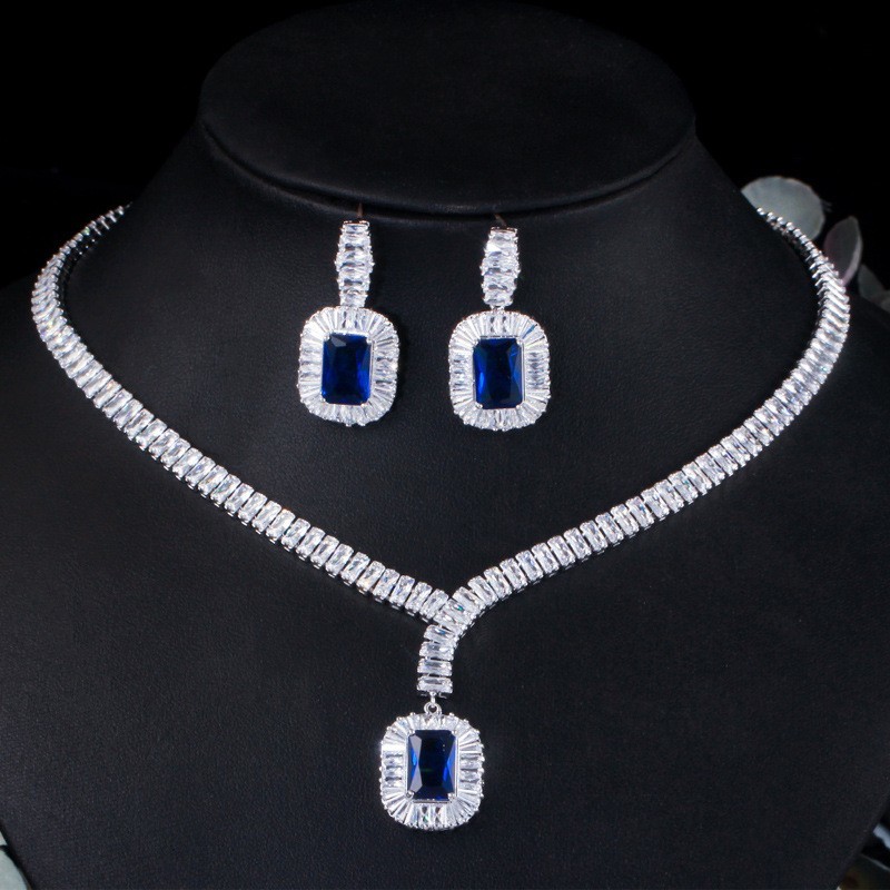 Hot Selling Luxury Leaf Engagement CZ Earring Necklace Bracele Bridal Jewelry Bracele Jewelry Set For Women Accessories