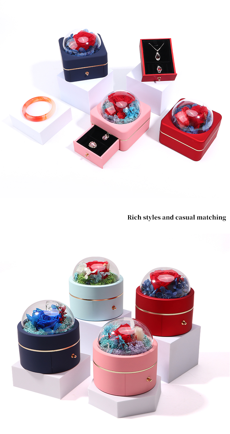 Custom Size Luxury Round Flower Jewelry Box Packaging Ring Drawer Box